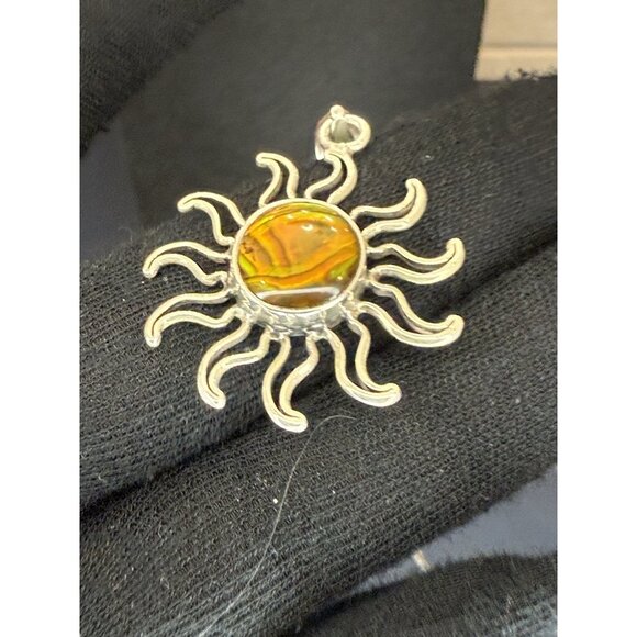 Vintage Charles Albert Sterling Silver 925 Abalone Sun Pendant B2 - Picture 7 of 16
